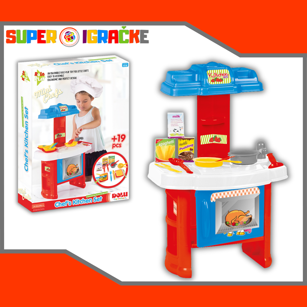 Dolu kuhinja plavo crvena