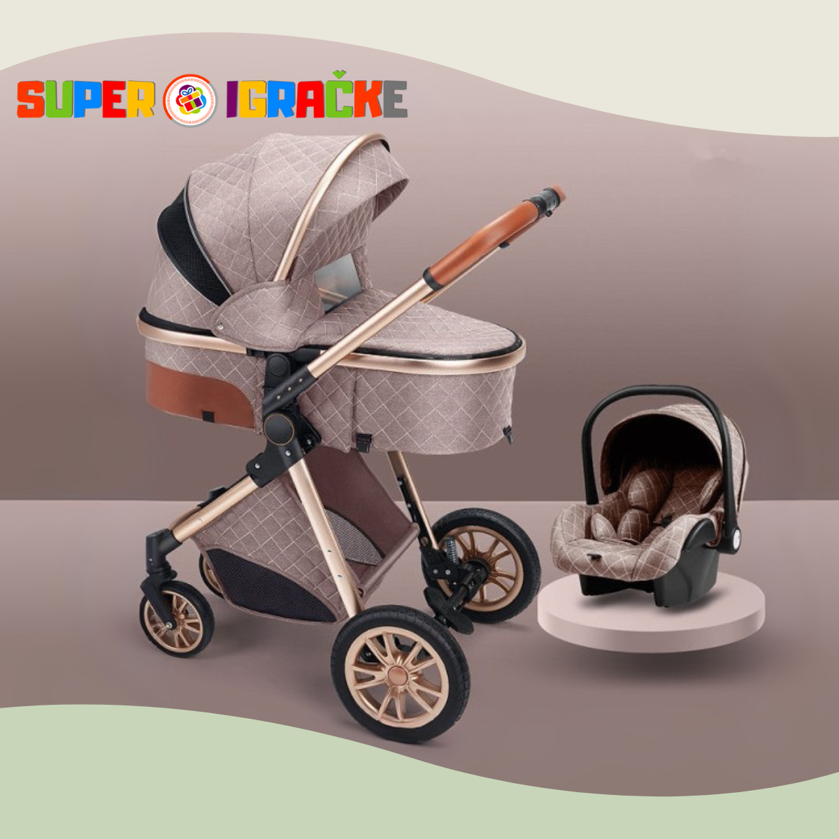 Royal ride - Kolica i nosiljka braon