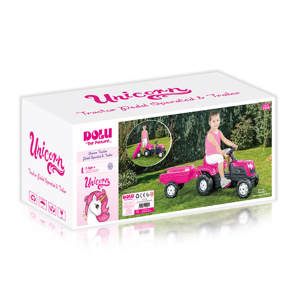 Dolu traktor na pedale roze