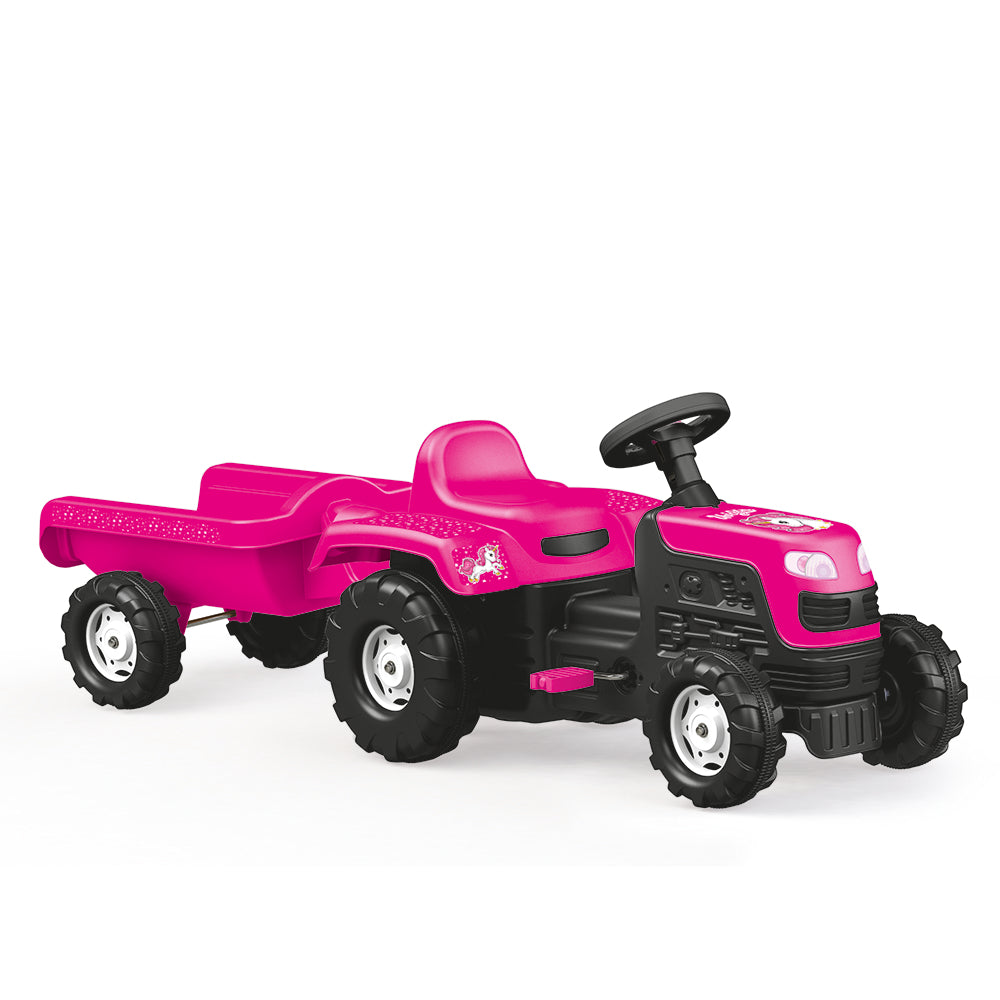 Dolu traktor na pedale roze