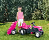 Dolu traktor na pedale roze
