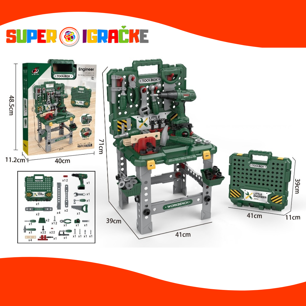Alat set zelene boje u koferu