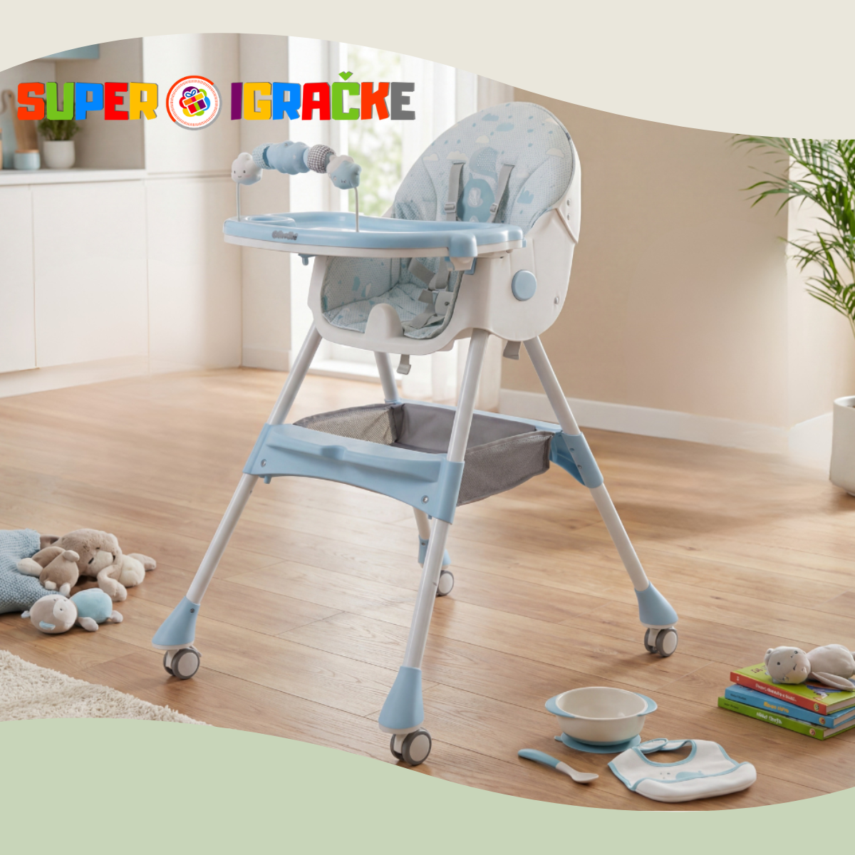 BabyNest - hranilica sa podesivim naslonom plava