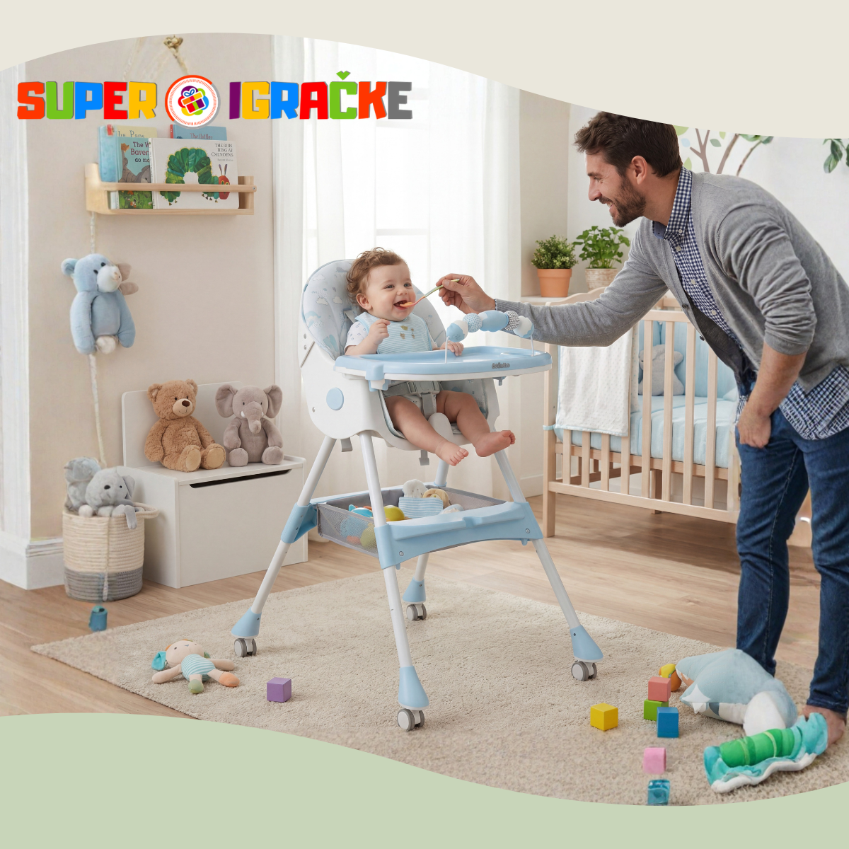 BabyNest - hranilica sa podesivim naslonom plava