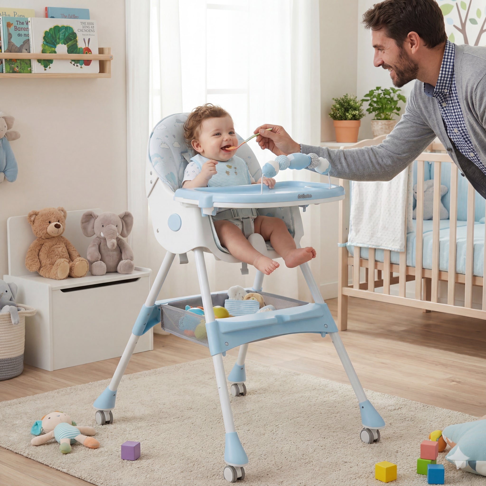 BabyNest - hranilica sa podesivim naslonom plava