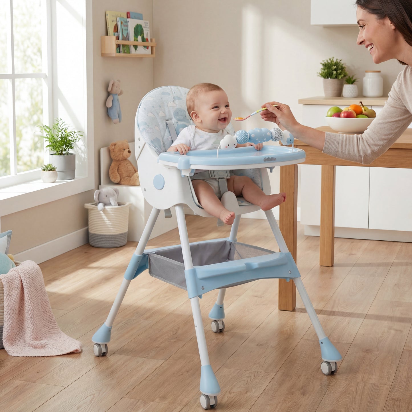 BabyNest - hranilica sa podesivim naslonom plava
