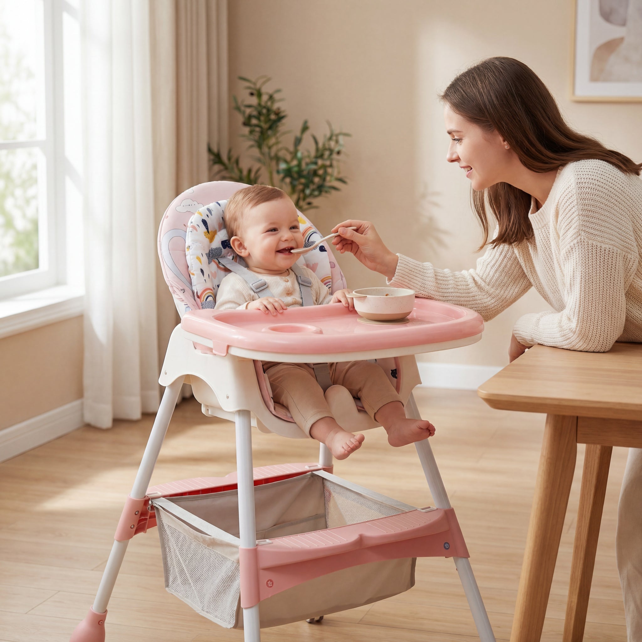 BabyNest - hranilica sa podesivim naslonom roze