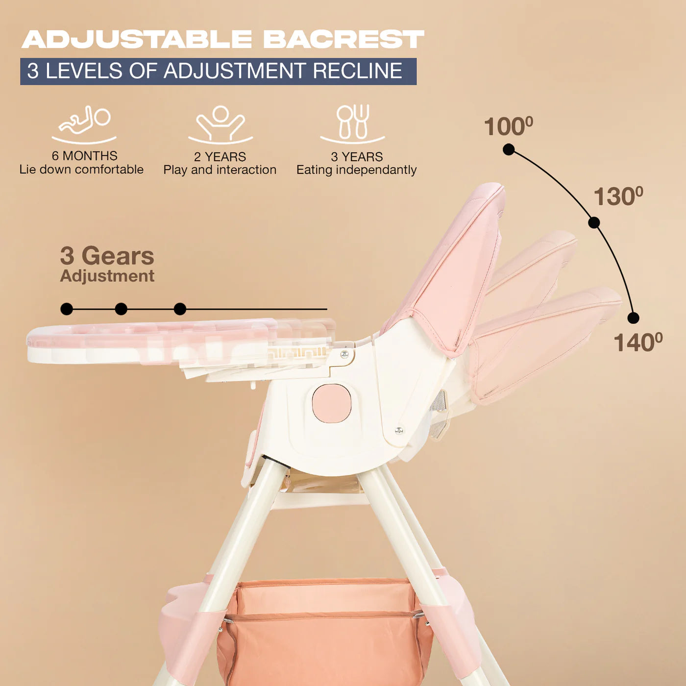 BabyNest - hranilica sa podesivim naslonom roze