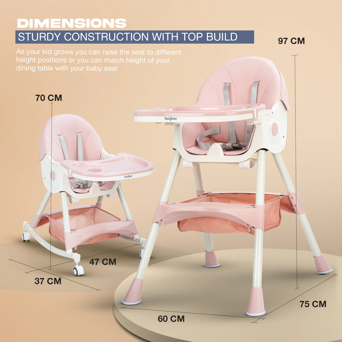 BabyNest - hranilica sa podesivim naslonom roze