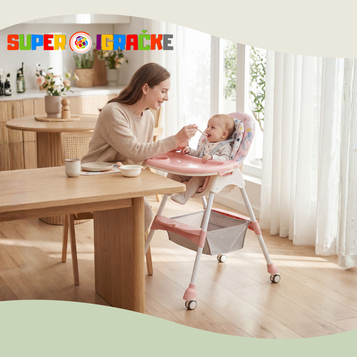 BabyNest - hranilica sa podesivim naslonom roze