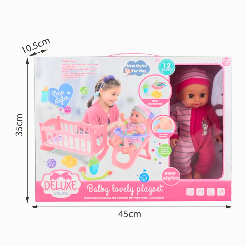 Beba 30cm koja pije i piški i krevetac