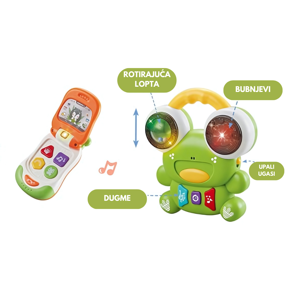 Bebi muzička žaba i telefon