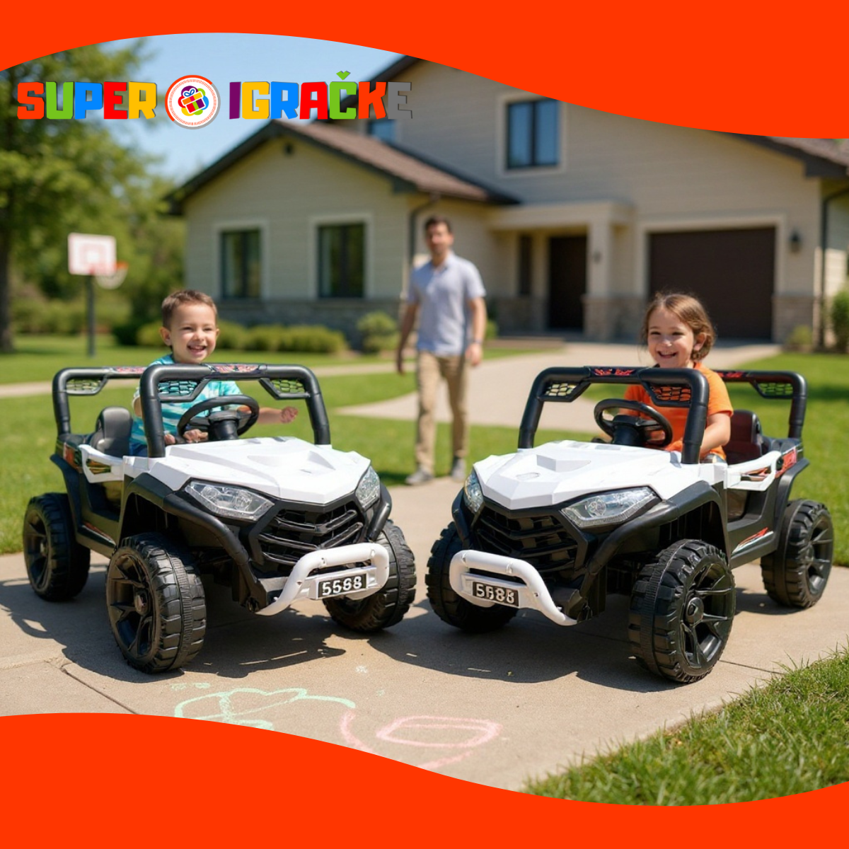 Beli džip terenac sa akumulatorom