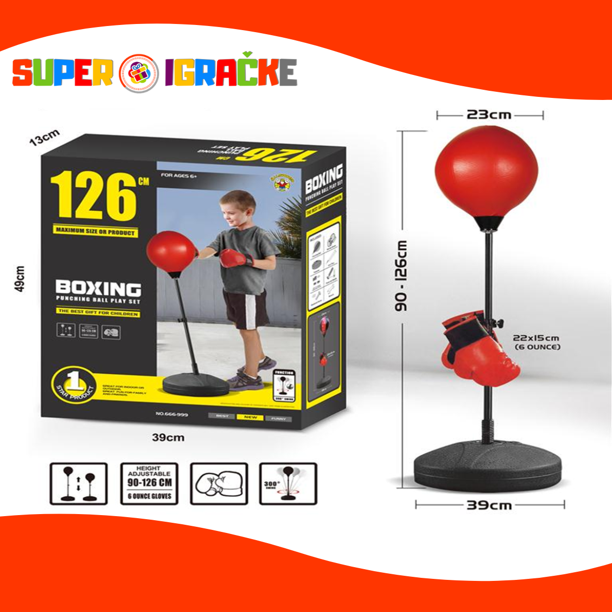 Boks set - Kruška sa rukavicama i postoljem