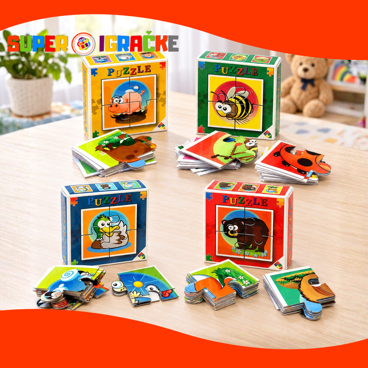 Četvorodelne puzzle - Životinje i insekti