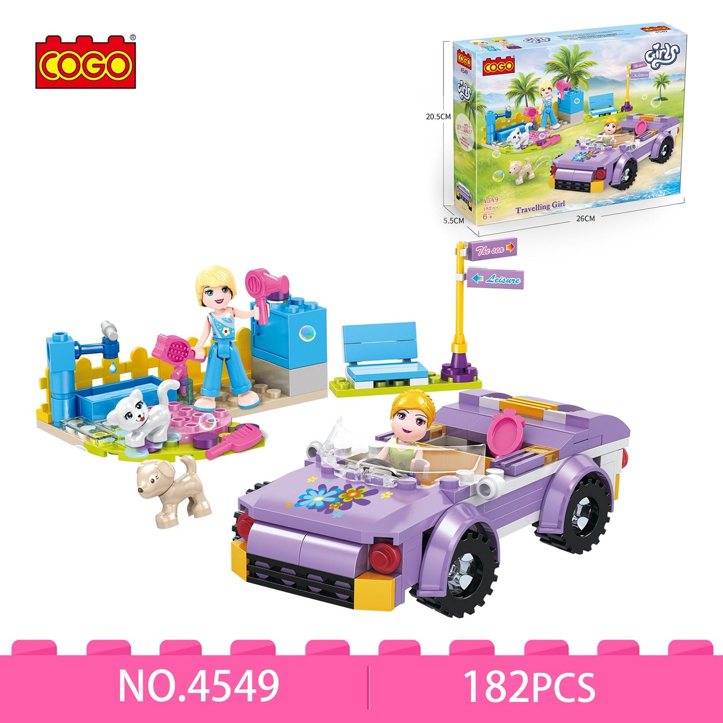 Cogo kocke - Auto kabriolet roze 182kom