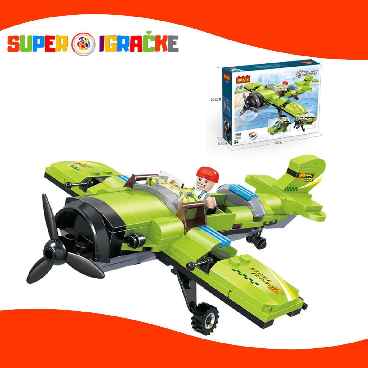 Cogo kockice - Avion 3u1 178kom