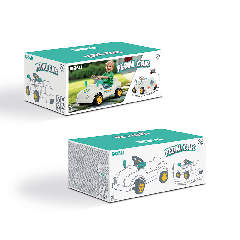 Dolu auto na pedale belo zeleni
