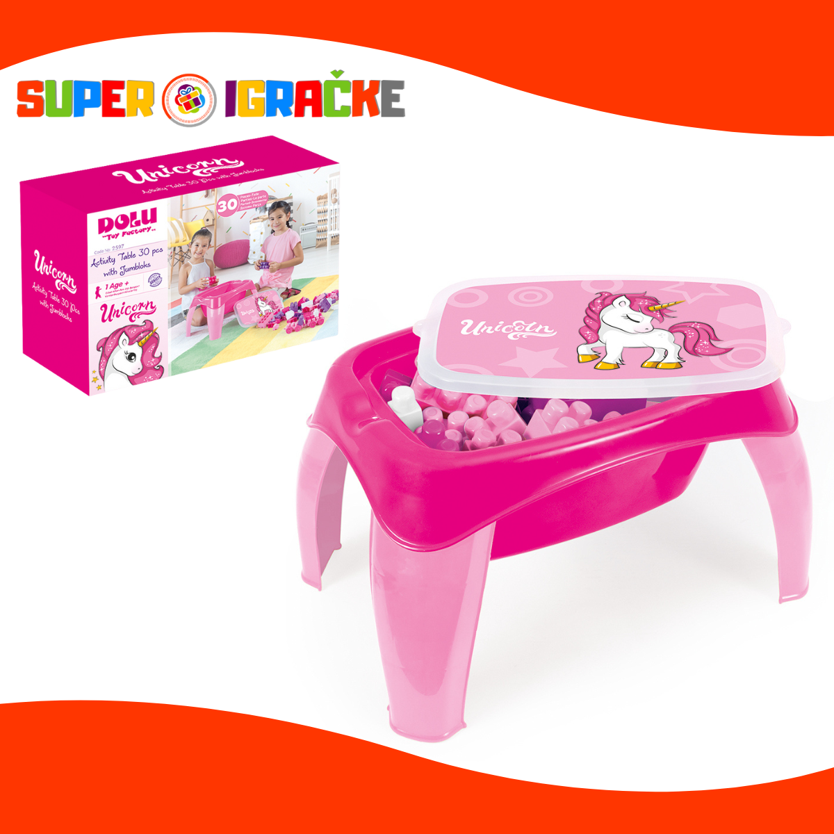 Dolu sto sa kockama - roze