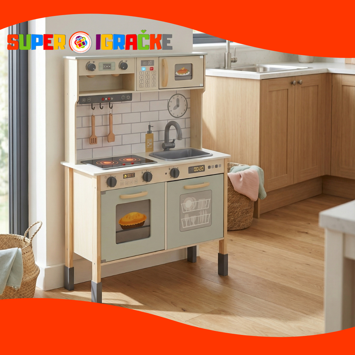 Drvena nova kuhinja Monny sa 2 drvene posude