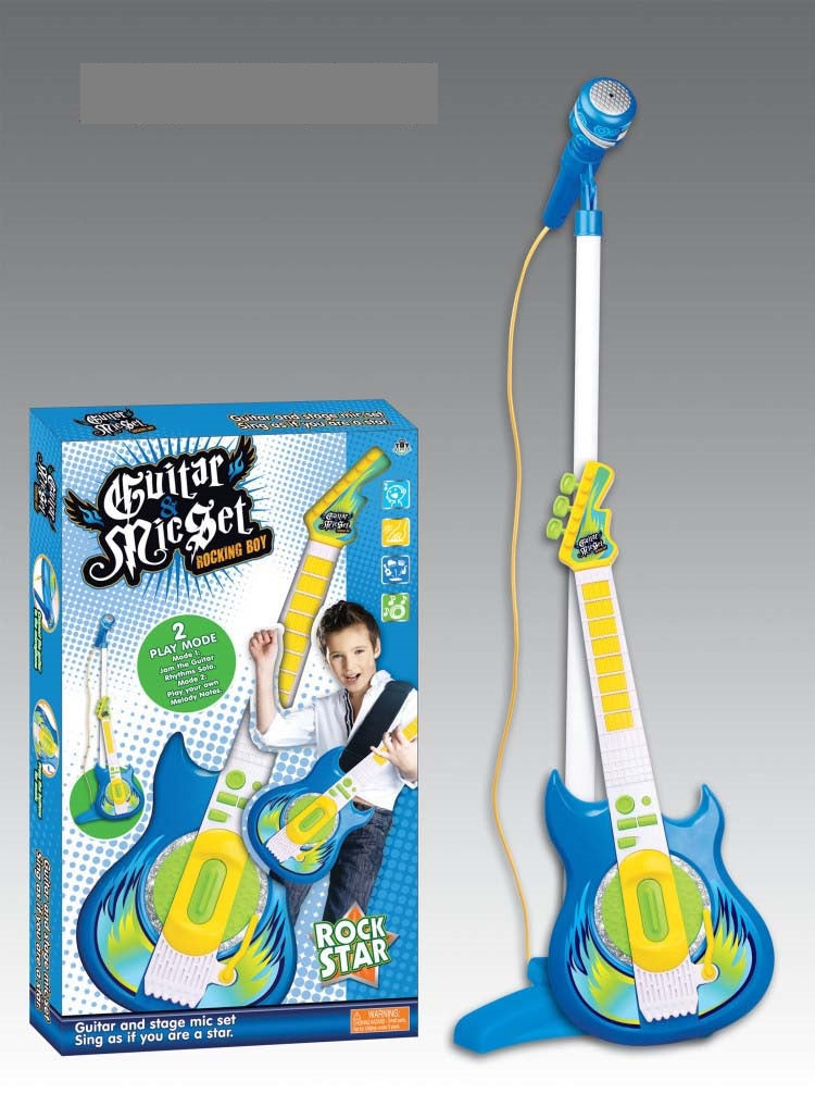 Električna gitara sa mikrofonom i stalkom