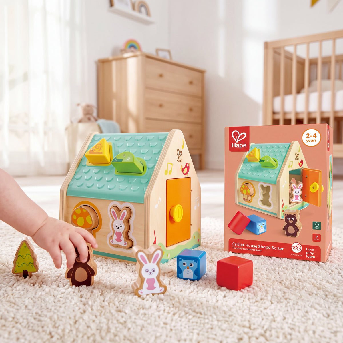 Hape sorter oblika drvena kućica