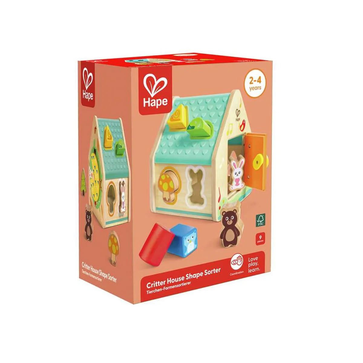 Hape sorter oblika drvena kućica