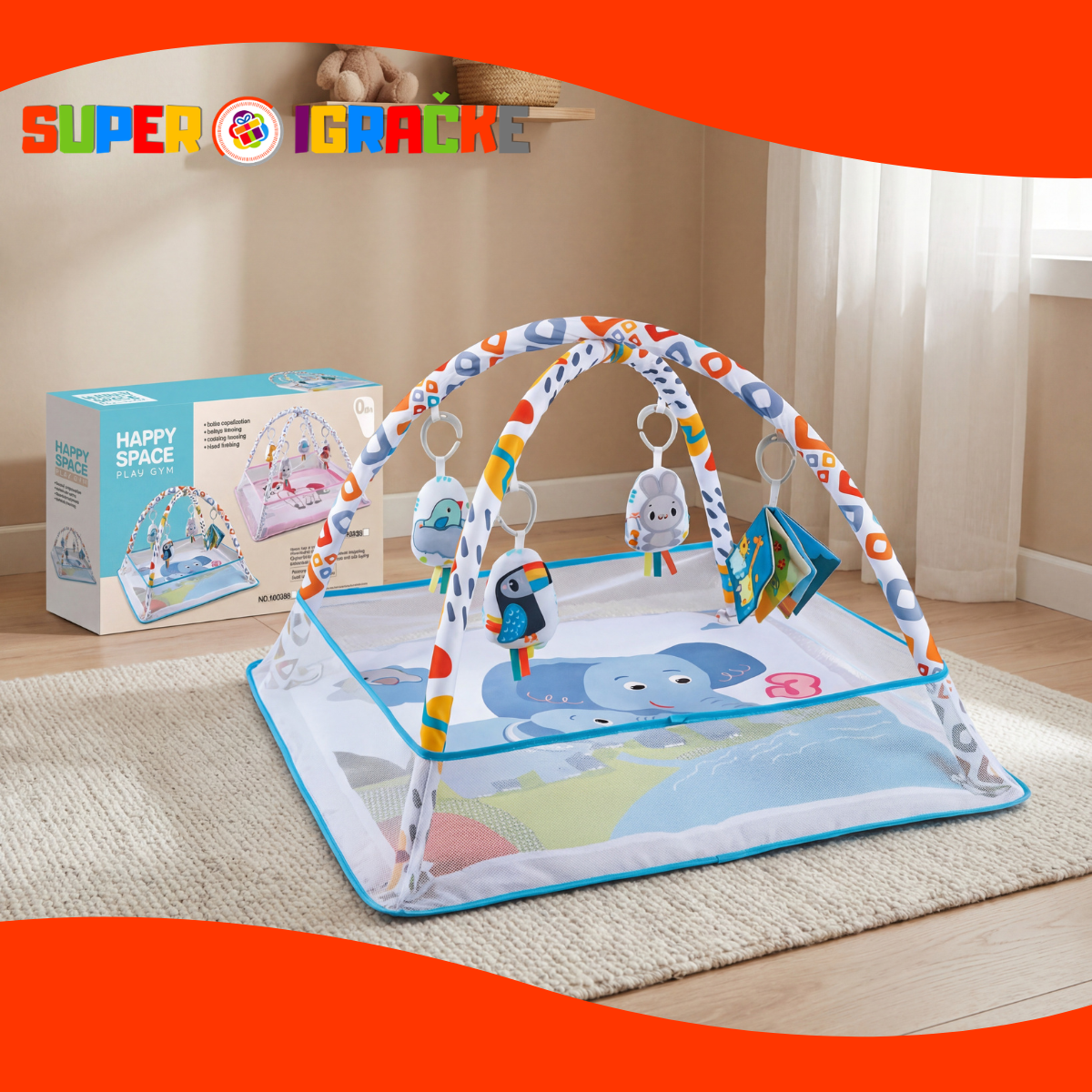 Happy space - Bebi fitnes podloga i ogradica plava