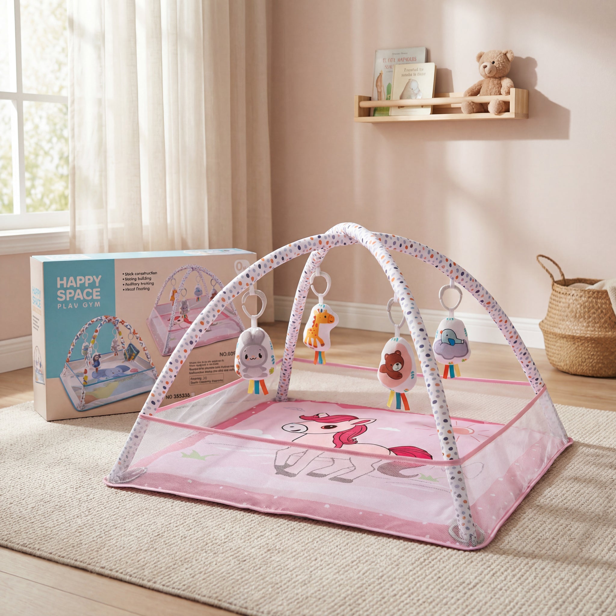 Happy space - Bebi fitnes podloga i ogradica roze