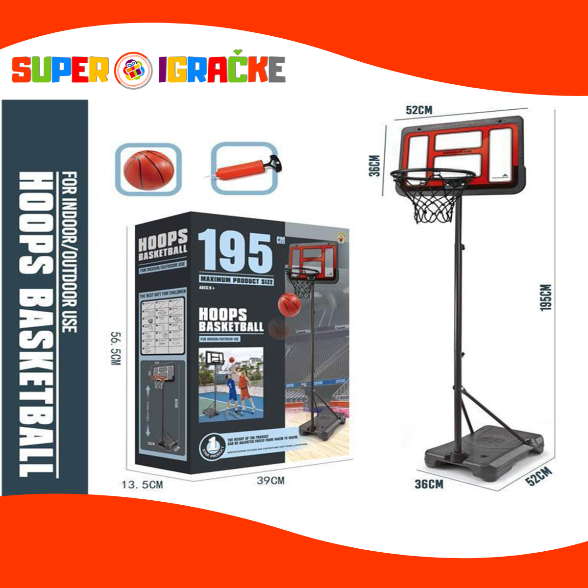 Hoops - set za košarku tabla sa postoljem