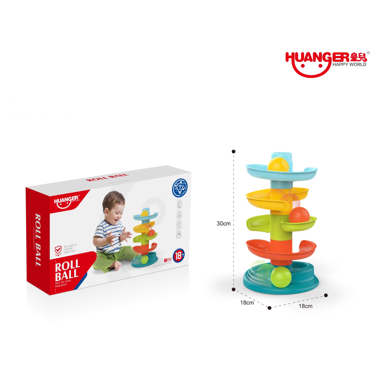 Huanger bebi spiralni tobogan i loptice