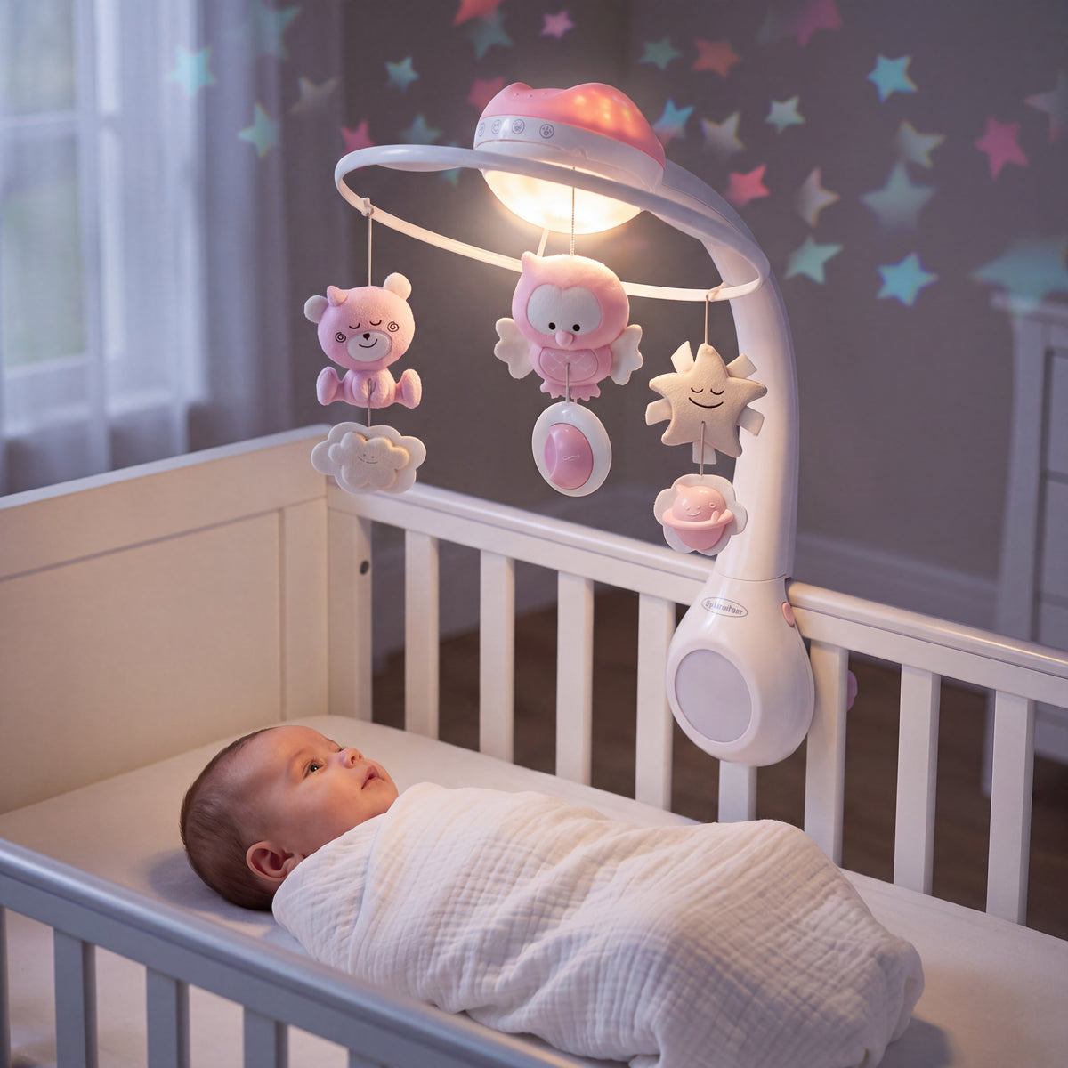 Infantino muzička vrteška za krevetac i projektor roze