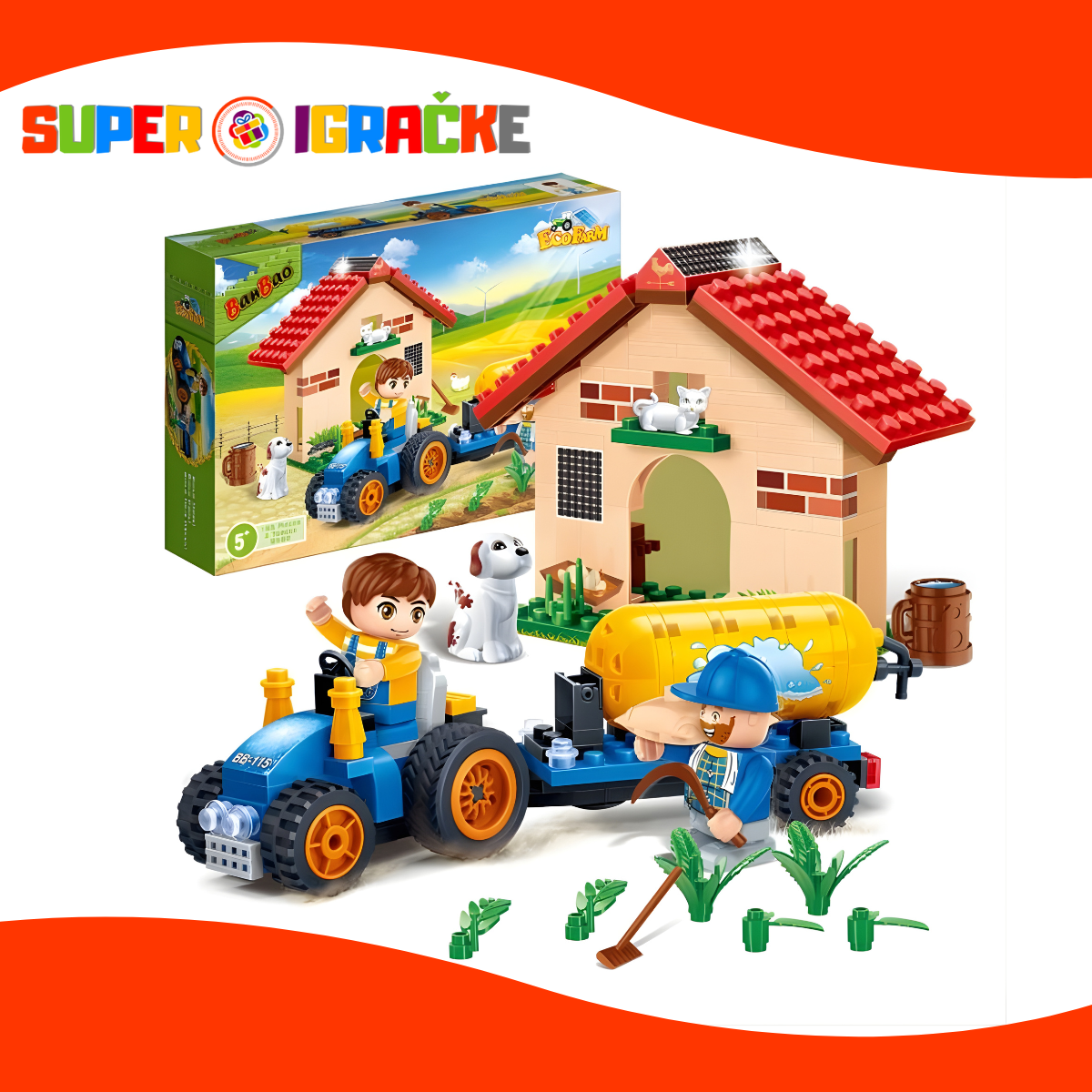 Kocke - Eco farma, traktor, cisterna, kućica 185kom