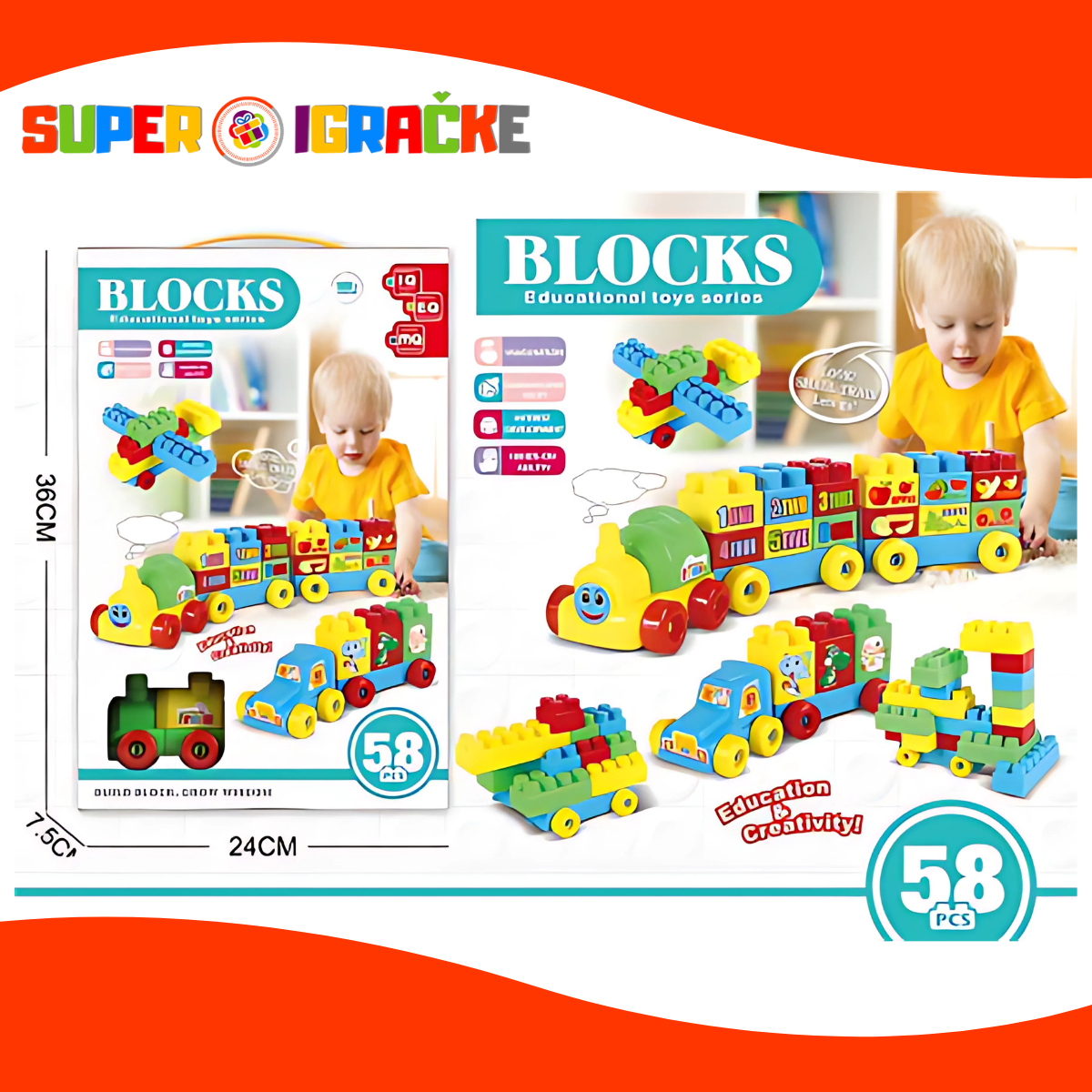 Kocke za slaganje - voz 58 delova