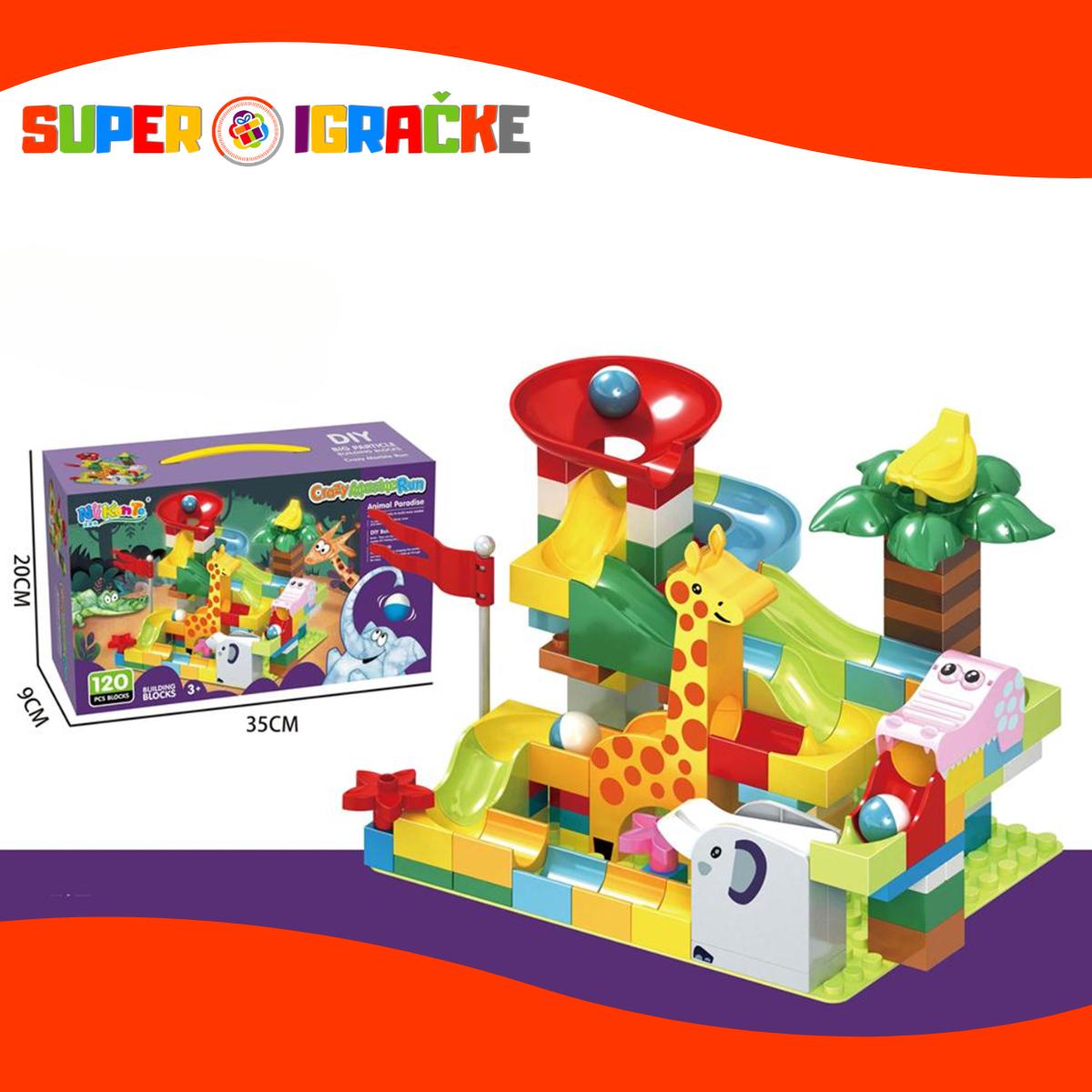 Kockice set - Kuglice i tobogan 120 delova