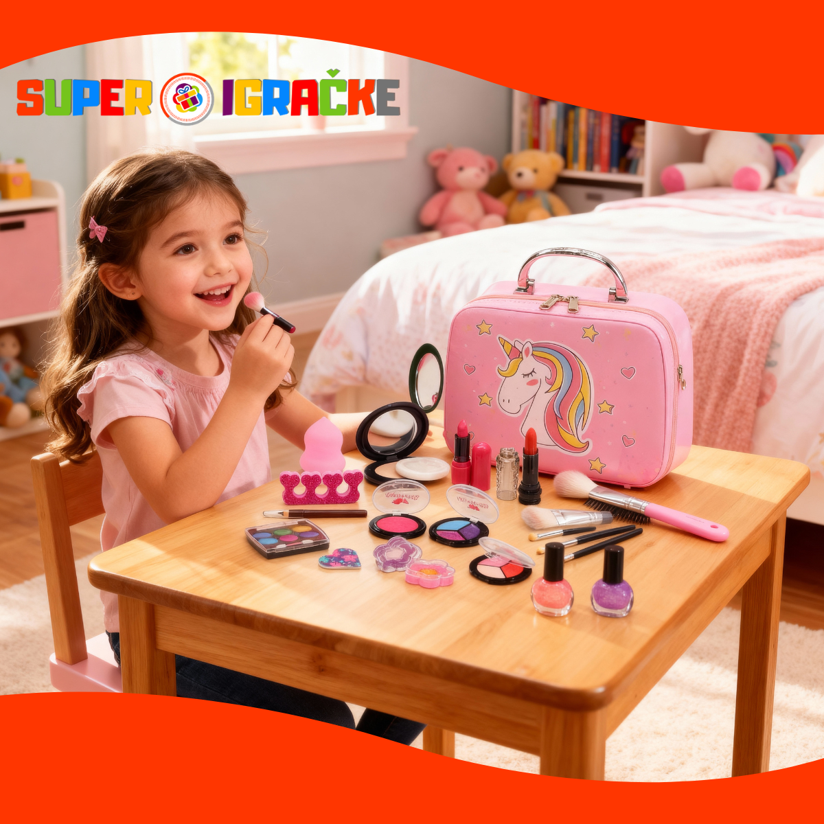 Kofer za devojčije sa šminkom (jednorog)