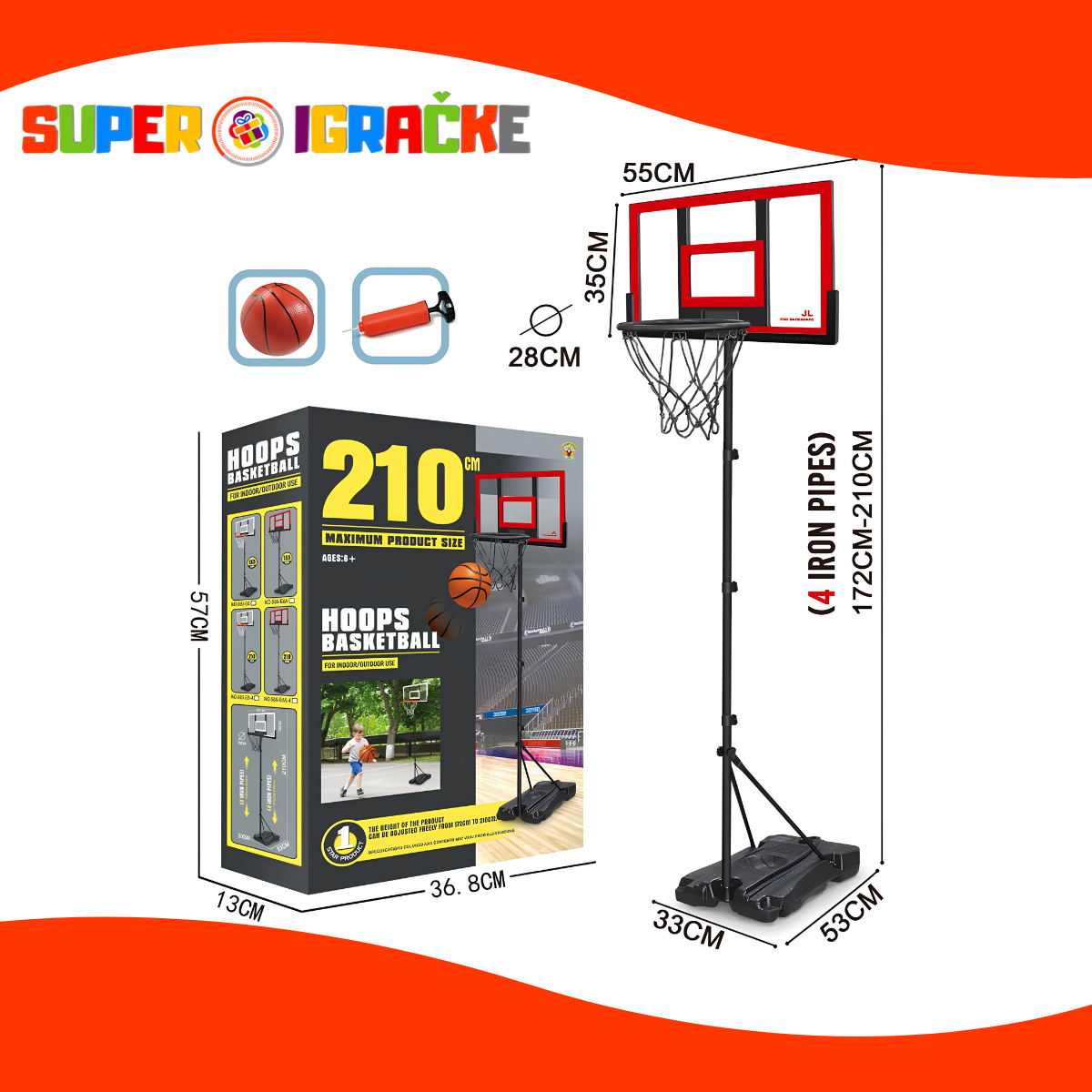 Koš na sklapanje 210cm