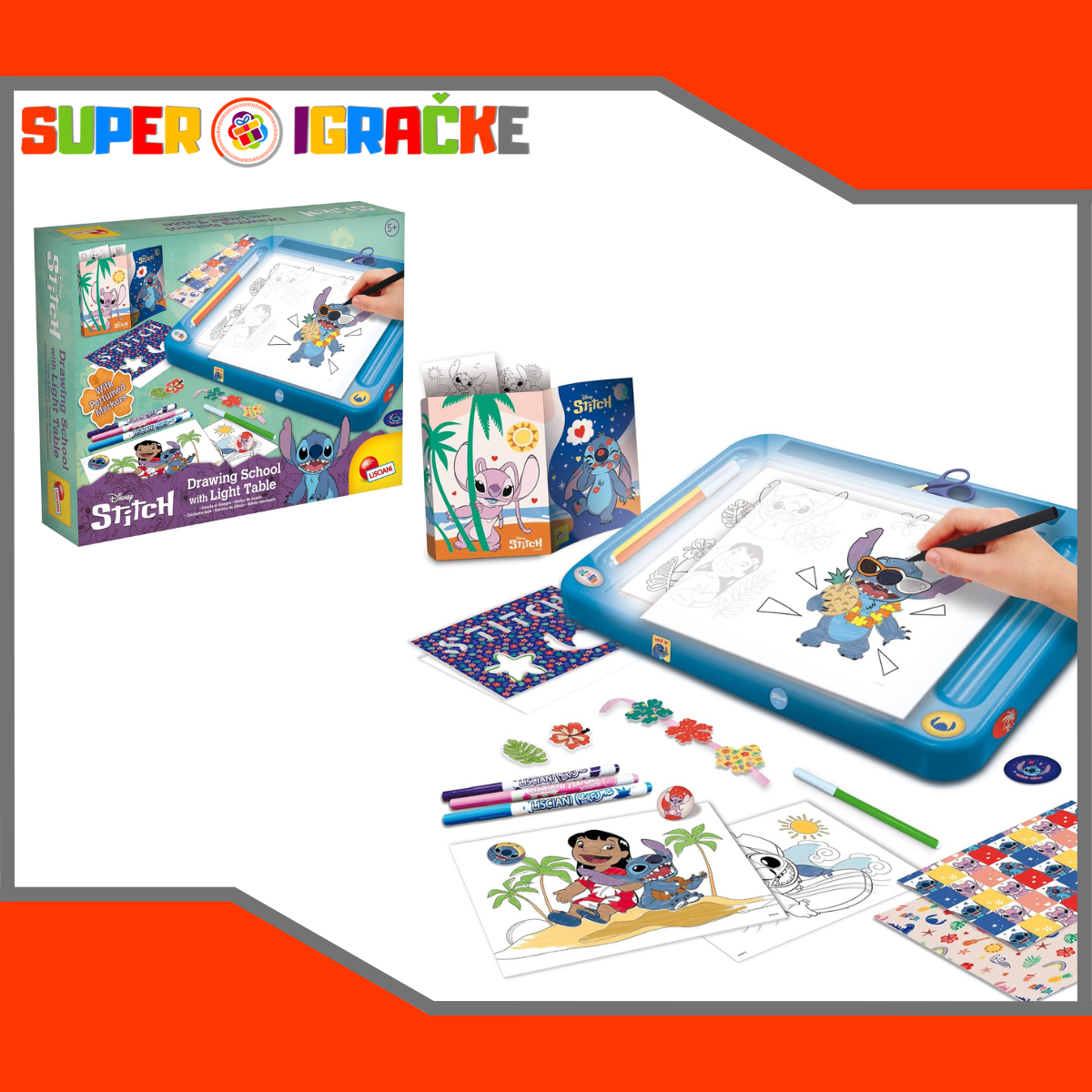 Lisciani - Stitch tabla za crtanje sa svetlom