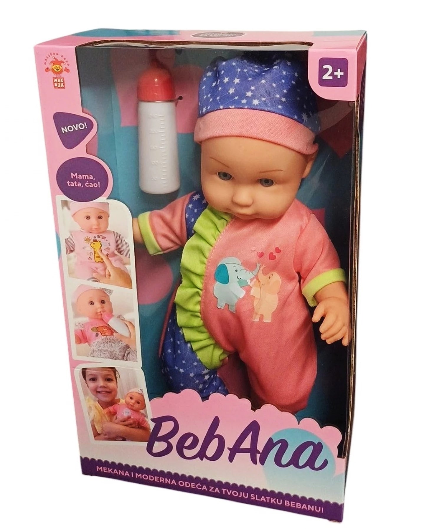 Lutka beba Slonče sa flašicom 30cm