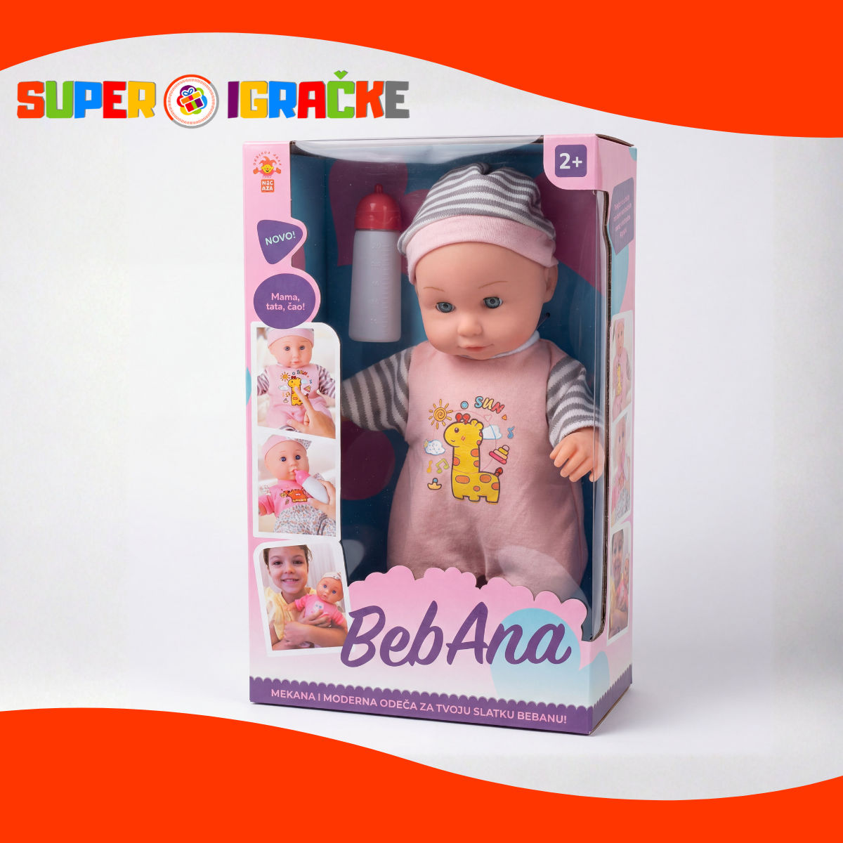 Lutka beba Žirafa sa flašicom 30cm