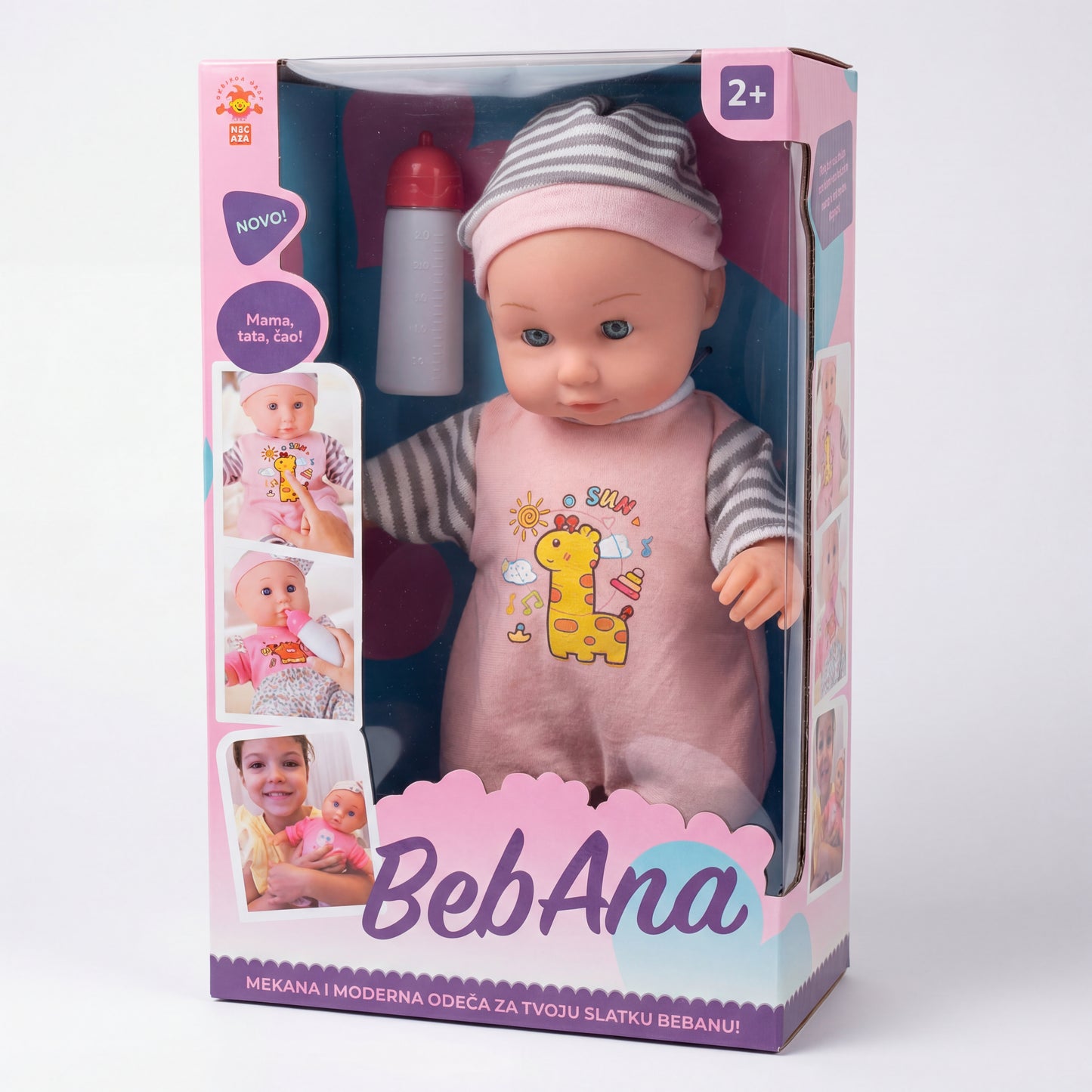 Lutka beba Žirafa sa flašicom 30cm