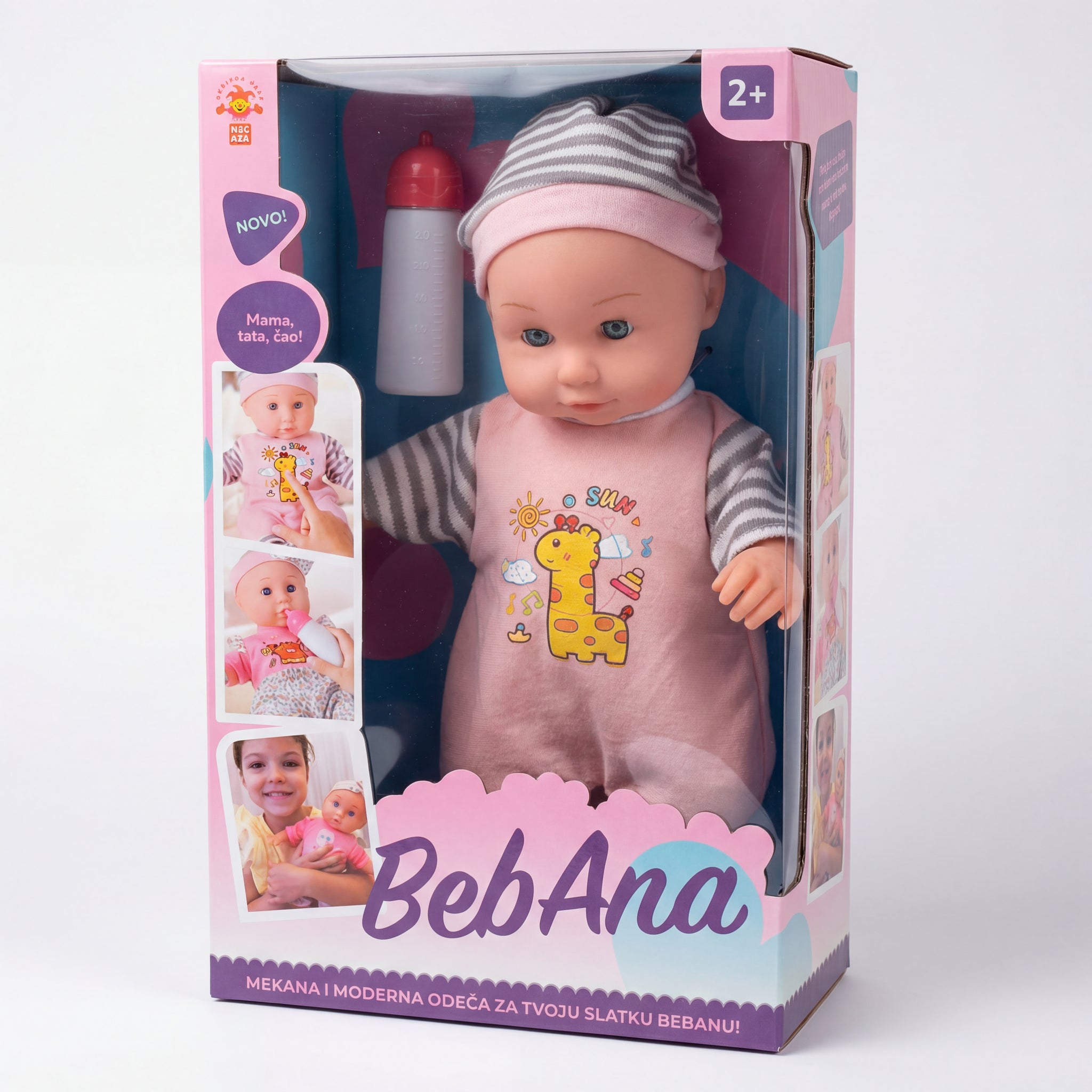 Lutka beba Žirafa sa flašicom 30cm