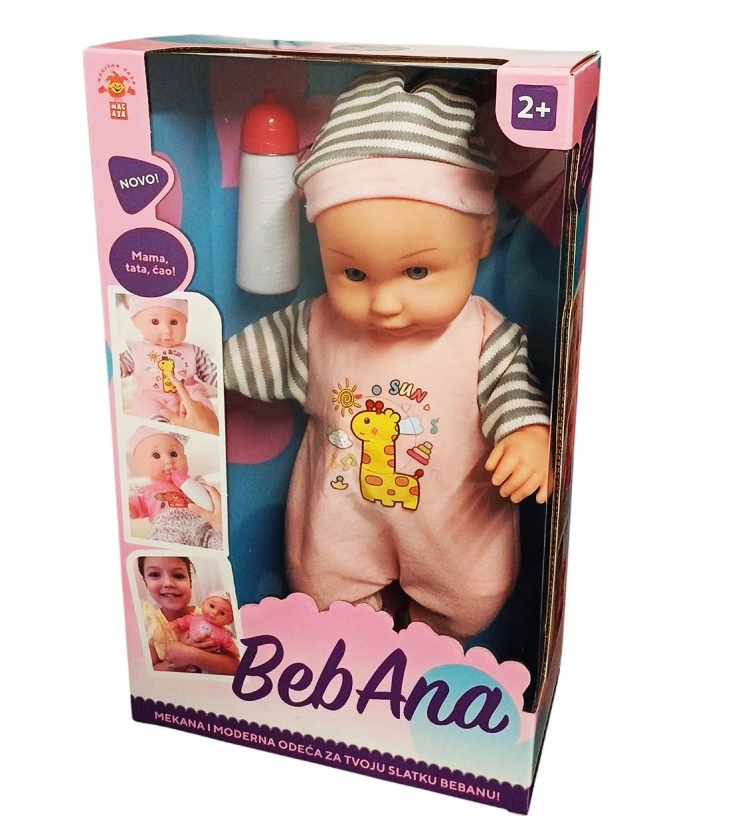 Lutka beba Žirafa sa flašicom 30cm