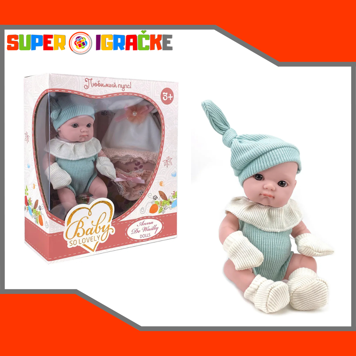 Lutka beba plavo odelce 20cm