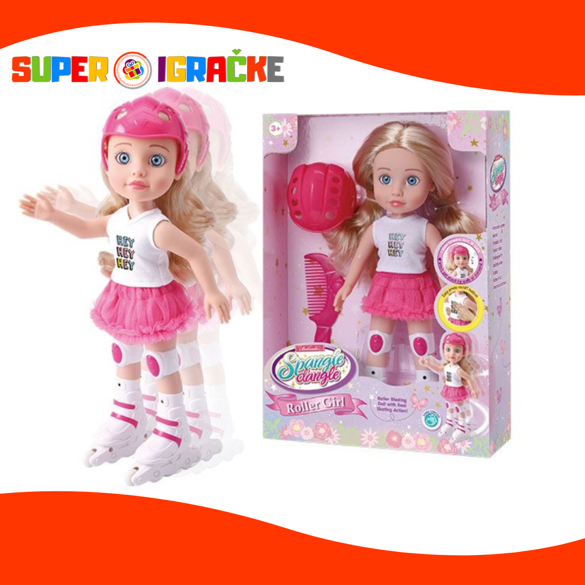 Lutka koja vozi rolere sa muzikom