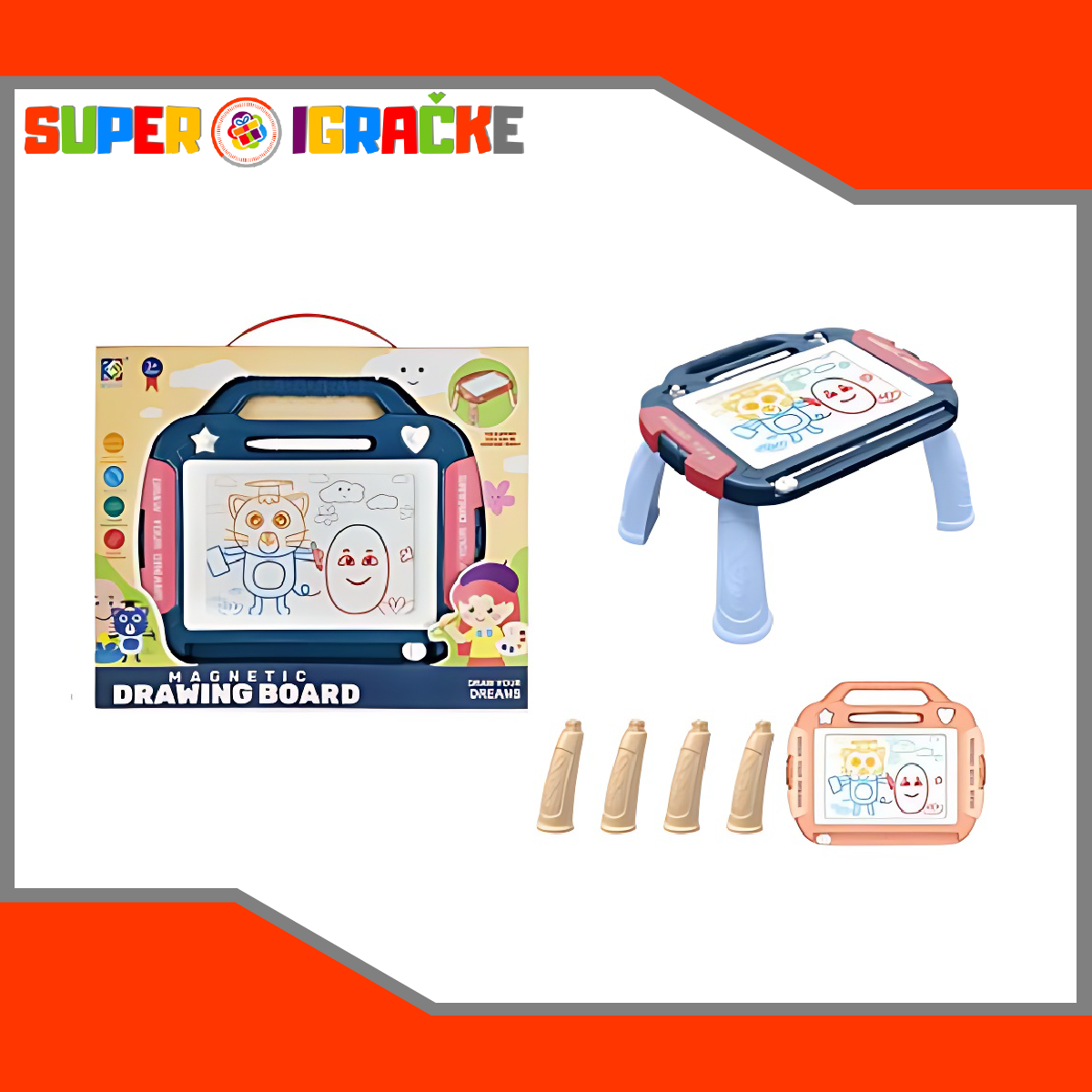 Magnetna tabla stočić za crtanje
