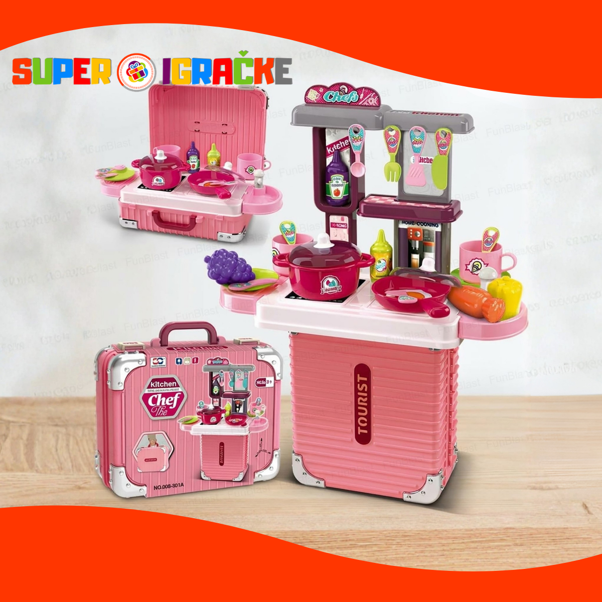 Mini kuhinja set u koferu roze