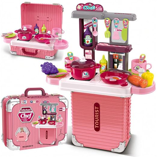 Mini kuhinja set u koferu roze