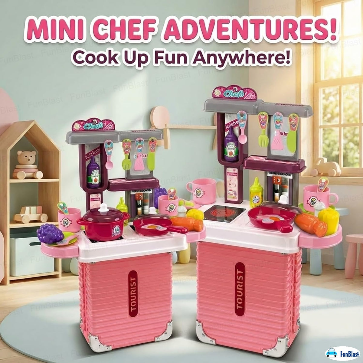 Mini kuhinja set u koferu roze