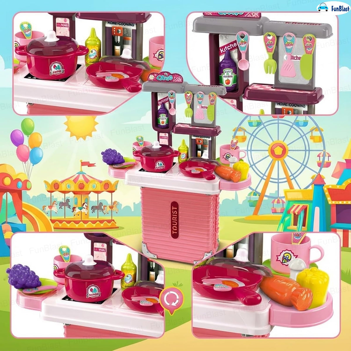 Mini kuhinja set u koferu roze